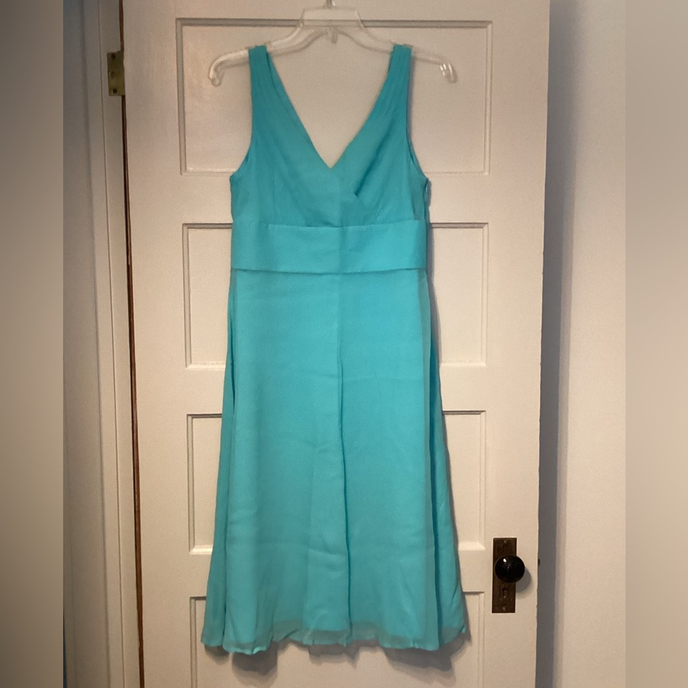 NWT! J. Crew Silk Chiffon Sophia Dress. Beautiful shade of Turquoise.  Size 10.